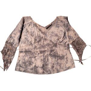 Speed Limit Tie Dye Long Sleeve Lace Cotton Top Size XL